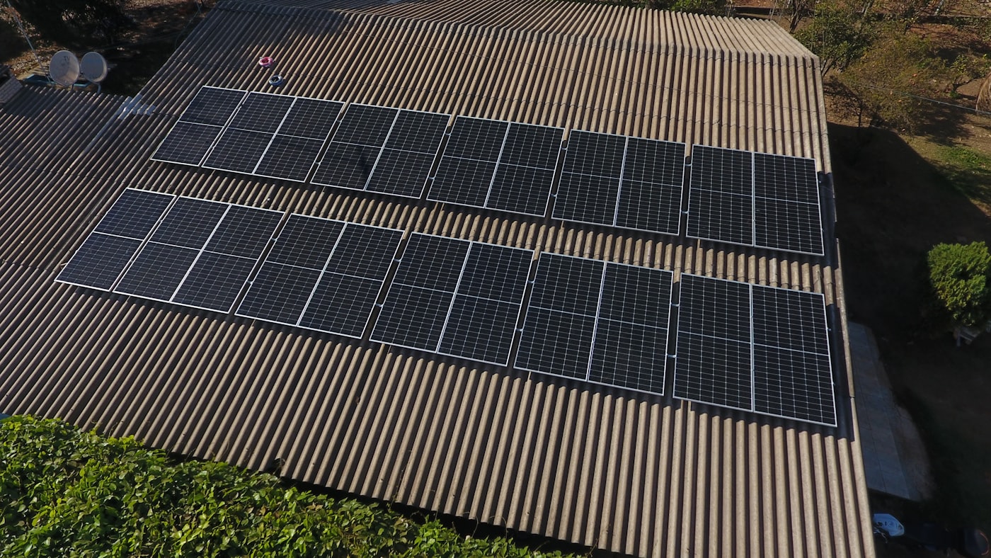 Solar panels on a rooftop generating clean energy